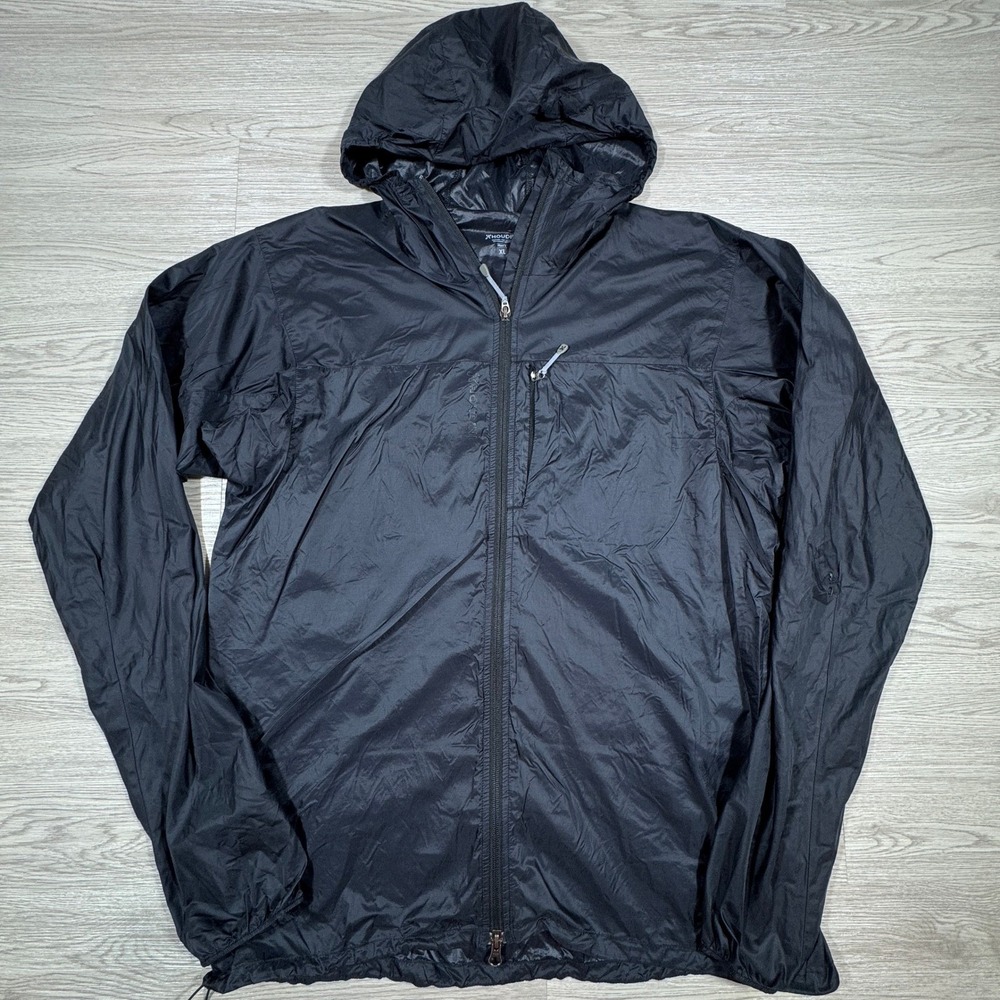Houdini Mens Lightweight Waterproof Jacket XL Black Windbreaker Packable Hooded